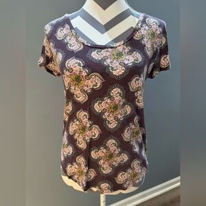 LOFT Paisley Print Short Sleeve Top